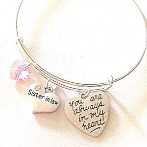 Personalized Sister in Law Silver Bangle Bracelet